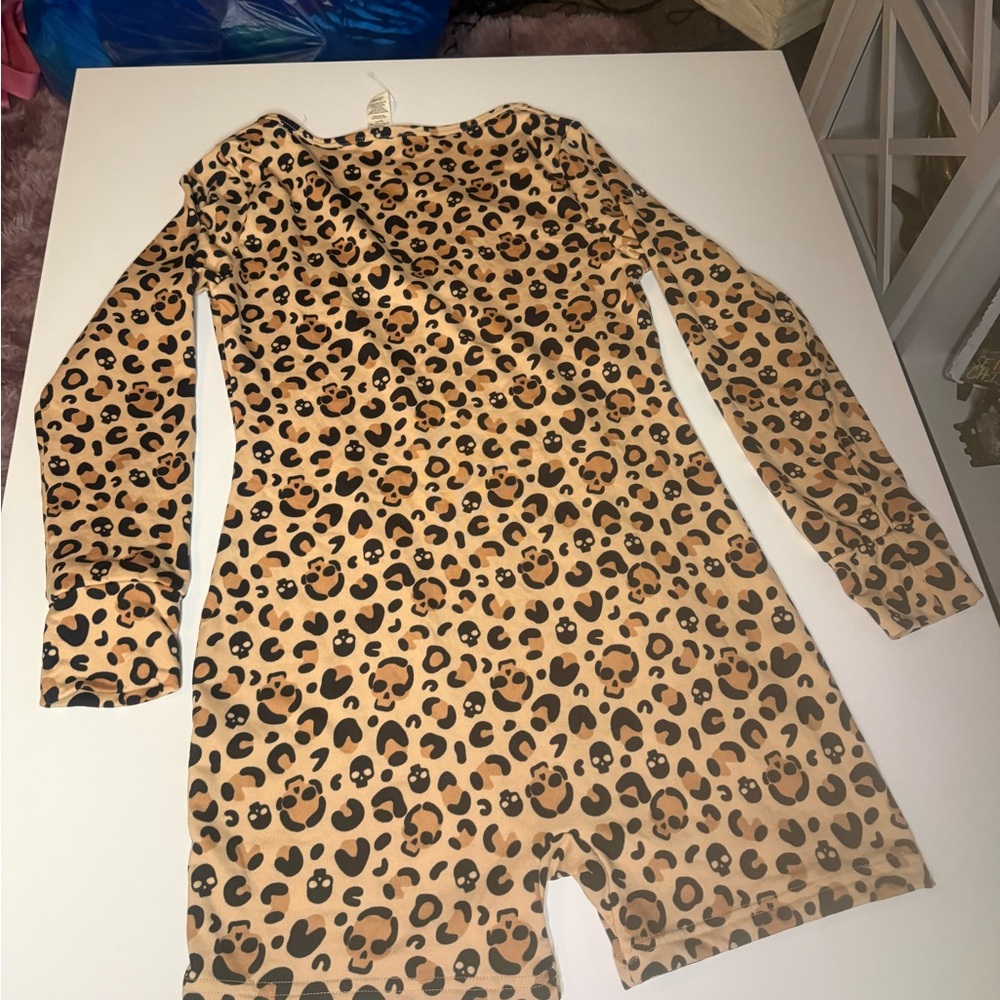 Leopard Print Long Sleeve Romper